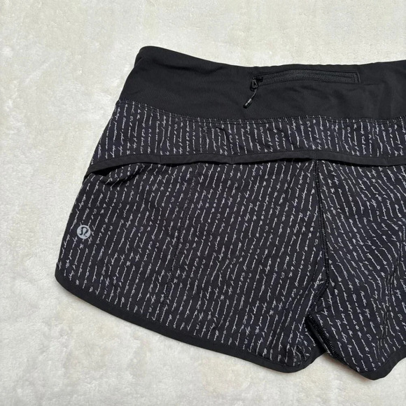Lululemon Womens Speed Shorts Size 6 Manifesto Pinstripe Black White Rare - Picture 7 of 8